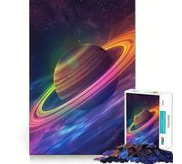 Saturne avec Anneaux Lumineux Puzzle de 1000 pièces pour Adultes Jeu de réflexion et de détente Design Original Collection (38x52cm)