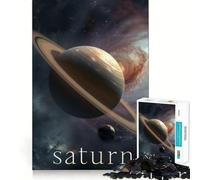 Saturne dans l'espace Galactique Puzzle de 1000 pièces pour Adultes Jeu Intelligent et Amusant, Bords Lisses pour Les fêtes (38x26cm)