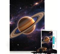 Saturne dans l'espace pour Adultes Puzzle de 1000 pièces Jeu de réflexion Joie familiale Découpe de précision Joli Cadeau (38x26cm)