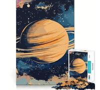 Saturne dans l'espace Puzzle de 1000 pièces pour Adolescents Jeu de logique et de Train Anti-Stress Découpe Lisse Cadeau mémorable (50x75cm)