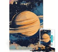 Saturne dans l'espace Puzzle de 1000 pièces pour Adolescents Jeu de réflexion Passe-Temps Calme Découpe précise Cadeau saisonnier (38x26cm)