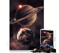 Saturne et la Terre dans l'espace Puzzle de 1000 pièces pour Adultes Jeu de réflexion Joie familiale Découpe de précision Joli Cadeau (50x75cm)
