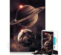 Saturne et la Terre dans l'espace Puzzle de 1000 pièces pour Adultes Jeu de réflexion Joie familiale Découpe de précision Joli Cadeau (50x75cm)