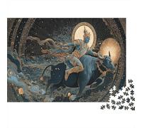 Saturne, Un Buffle Noir et des Motifs thaïlandais | pour Adultes || 70x50cm/1000pcs Puzzles Jeux Éducatifs Puzzles De Décoration Intérieure