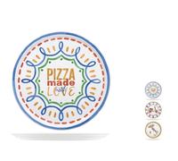 Saturnia 4 Assiettes À Pizza Fait Main En Porcelaine Décorée 31 Cm