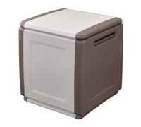 SATURNIA - Coffre de Rangement 130L Beige/Taupe 54 x 53 x H57cm Poignées de Transport polypropylène