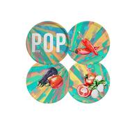 Saturnia Lot de 4 assiettes à pizza pop en porcelaine décorées Ø 31 cm - Lavables au lave-vaisselle, design multicolore avec différents décors
