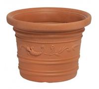 Saturnia Pot Résine Ronde, Couleur Terre Cuite, Résistant, Ideal Extérieur, 45 Cm Diamètre.