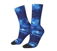 SATUSA Blue Universe Space Galaxy Print 3D Chaussettes fantaisie Unisexe Personnalité Deluxe Chaussettes courtes 40-42 cm, blanc, Taille unique