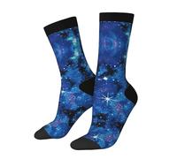 SATUSA Blue Universe Space Galaxy Print 3D Chaussettes fantaisie Unisexe Personnalité Deluxe Chaussettes courtes 40-42 cm, 3 noir, Taille unique