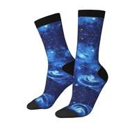SATUSA Blue Universe Space Galaxy Print 3D Chaussettes fantaisie Unisexe Personnalité Deluxe Chaussettes courtes 40-42 cm, 3 noir, Taille unique