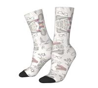 SATUSA Cartoon Car Birds Shoes Print 3D Nouveauté Chaussettes Unisexe Deluxe Personnalité Chaussettes Courtes Chaussettes 40-42 cm, blanc, Taille unique
