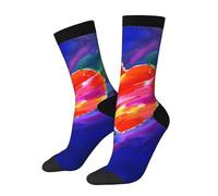 SATUSA Chaussettes courtes unisexes avec motif cœur bleu imprimé 3D 40-42 cm, 3 noir, Taille unique