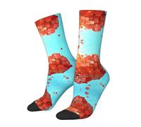 SATUSA Chaussettes fantaisie unisexes avec motifs cubes en forme de cœur d'amour - 40-42 cm, blanc, Taille unique
