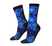 SATUSA Chaussettes unisexes avec étoiles brillantes bleues imprimées 3D 40-42 cm, 3 noir, Taille unique