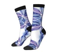 SATUSA Chaussettes unisexes avec imprimé fleurs abstraites bleues 3D 40-42 cm, 3 noir, Taille unique
