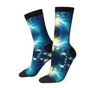 SATUSA Chaussettes unisexes avec imprimé floral bleu jaune 3D 40-42 cm, 3 noir, Taille unique