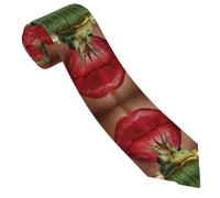 SATUSA Cravate pour homme avec imprimé lèvres rouges « Getting Ready To Kiss A Frog » en polyester pour mariage, affaires, fête, design mince, cadeau de fête des pères