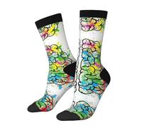 SATUSA Geometry Brain Image With Science Print 3D Novelty Socks Unisex Socks Deluxe Personality Short Socks 40-42cm, 3 noir, Taille unique