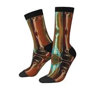 SATUSA Guitars Art Print Chaussettes fantaisie 3D Unisexe Personnalité Deluxe Chaussettes courtes 40-42 cm, 3 noir, Taille unique