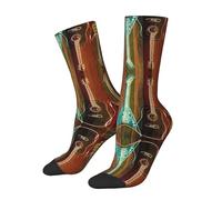 SATUSA Guitars Art Print Chaussettes fantaisie 3D Unisexe Personnalité Deluxe Chaussettes courtes 40-42 cm, blanc, Taille unique