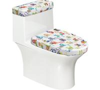SATUSA Housse de couvercle de réservoir de toilette avec imprimé animal coloré - Housse extensible pour siège de toilette - Convient à la plupart des toilettes rondes et ovales allongées - Décoration