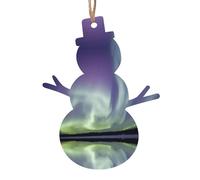 SATUSA Lot de 6 décorations de sapin de Noël en bois avec impression aurore personnalisable