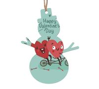 SATUSA Lot de 6 décorations de sapin de Noël en bois avec inscription « Two Hearts Fall In Love On Bicycle » - Décoration à suspendre - Cadeau souvenir - Pendentifs d'ambiance de Noël