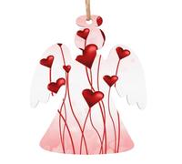 SATUSA Lot de 6 décorations de sapin de Noël en bois en forme de cœur avec impression de ballons personnalisés pour la Saint Valentin