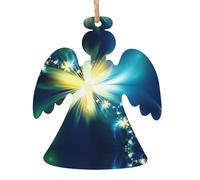 SATUSA Lot de 6 décorations de sapin de Noël personnalisées en bois avec impression de fleurs bleues et jaunes