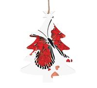SATUSA Lot de 6 décorations de sapin de Noël personnalisées en bois avec papillons rouges pour la Saint-Valentin