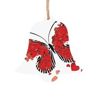 SATUSA Lot de 6 décorations de sapin de Noël personnalisées en bois avec papillons rouges pour la Saint-Valentin