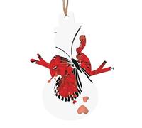 SATUSA Lot de 6 décorations de sapin de Noël personnalisées en bois avec papillons rouges pour la Saint-Valentin