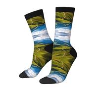 SATUSA Montagnes Vert Imprimé 3D Nouveauté Chaussettes Unisexe Deluxe Personnalité Chaussettes Courtes Chaussettes 40-42cm, 3 noir, Taille unique