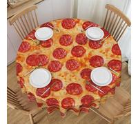 SATUSA Nappe ronde en polyester avec impression 3D Pizza Pepperoni - Diamètre : 152 cm - Résistante à l'eau - Facile à nettoyer