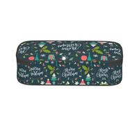 SATUSA Trousse à crayons à plusieurs couches avec impression Merry Christmas - Polyvalente, durable et compacte en tissu Oxford