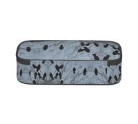 SATUSA Trousse à crayons à plusieurs couches avec imprimé corbeau noir - Polyvalente, durable et compacte en tissu Oxford