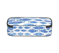 SATUSA Trousse à crayons multicouches avec impression de peinture de poisson - Polyvalente, durable et compacte en tissu Oxford
