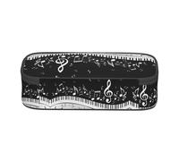 SATUSA Trousse à crayons multicouches avec impression notes de musique noire et blanche - Polyvalente, durable et compacte en tissu Oxford