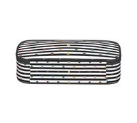 SATUSA Trousse à crayons multicouches avec imprimé à pois noirs et blancs - Polyvalente, durable et compacte en tissu Oxford
