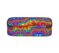 SATUSA Trousse à crayons multicouches haute capacité avec imprimé tie dye arc-en-ciel - Polyvalente, durable et compacte en tissu Oxford