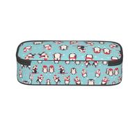 SATUSA Trousse à crayons superposée de grande capacité avec imprimé pingouins de Noël d'hiver - Polyvalente, durable et compacte en tissu Oxford