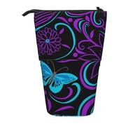 SATUSA Trousse à crayons télescopique avec motif papillon sur une belle fleur