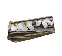 SATUSA Trousse à crayons triangulaire en cuir synthétique avec imprimé Père Noël mignon - Trousse de maquillage pour adolescents, Belle fleur., Taille unique, Trousse de beauté