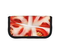 SATUSA Trousse élégante en toile avec imprimé tranche de tomate pour stylo plume, trousse de maquillage, pour voyage quotidien, Noir , Taille unique, Trousse de beauté