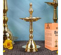 SATVIK Lot de 2 lampes à huile Kerala Samai 16,5 cm Diwali Deepak Puja traditionnelles Kerala Diya Panchmahal Pooja Deepam Kutthu Vilakku Dia Deepawali Indien cadeau de pendaison de crémaillère