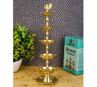 SATVIK Lot de 2 lampes à huile Kerala Samai Diwali Deepak en laiton pour Puja traditionnelle Panchmahal Pooja Deepam Diya Kutthu Vilakku Dia 5 en 1 Step réglable 34,3 cm