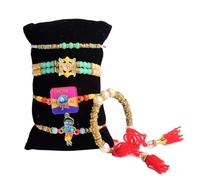SATVIK Lot de 5 - 2 Bhaiya Rakhdi + 1 Bhabhi Lumba + 2 Rakhi pour frère | Ensemble Rakhi traditionnel fait main avec assiette Puja, Roli Chawal, carte de vœux et autocollant Sita-Ram | Raksha Bandhan