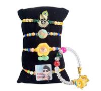 SATVIK Lot de 5 - 2 Bhaiya Rakhdi + 1 Bhabhi Lumba + 2 Rakhi pour frère | Ensemble Rakhi traditionnel fait main avec assiette Puja, Roli Chawal, carte de vœux et autocollant Sita-Ram | Raksha Bandhan
