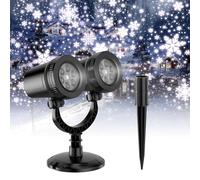 SATXTREM 2024 Projecteur LED de flocon de neige à double tête amélioré, IP65 Projecteur LED de flocon de neige de Noël, rotation à 180°, projecteur de lumière de Noël pour intérieur, patio